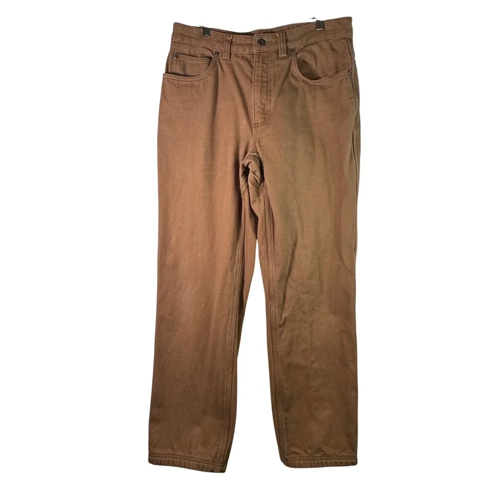 Duluth Trading Co Flannel Lined Fire Hose Canvas Pants Brown 32x32 Workwear Mens